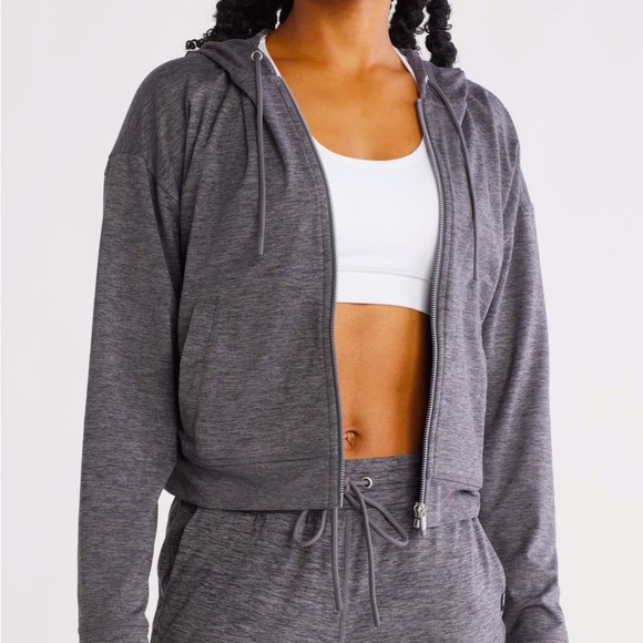 Dkny Tops - DKNY SPACE DYE FULL ZIP CROP HOODIE SIZE MEDIUM NWT